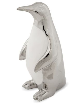 Dekoračný tučniak strieborný 16 cm