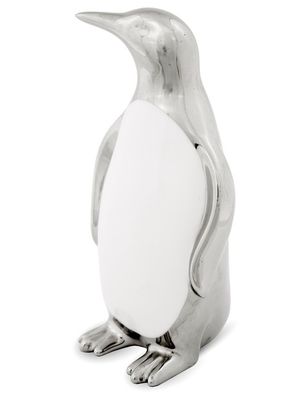 Dekoračný tučniak strieborný 17 cm
